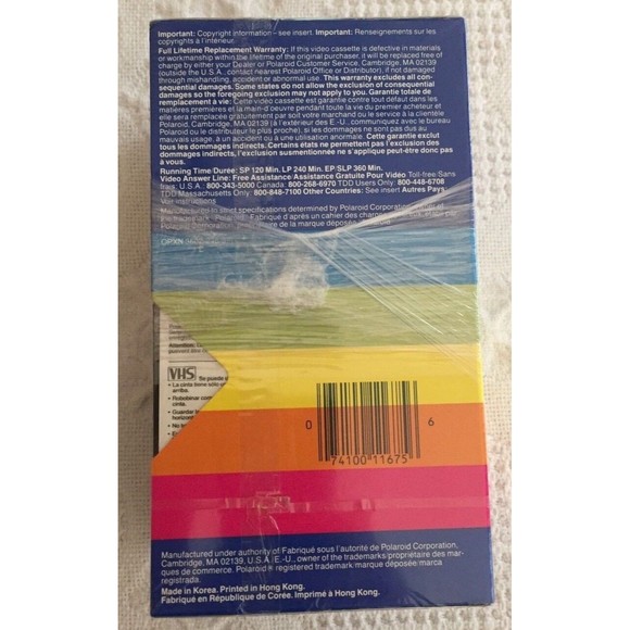 Polaroid Supercolor Plus T-120 Blank Recordable VHS Tapes NEW SEALED Lot of 3 - Picture 3 of 5